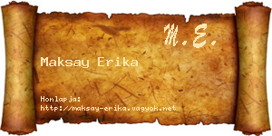 Maksay Erika névjegykártya